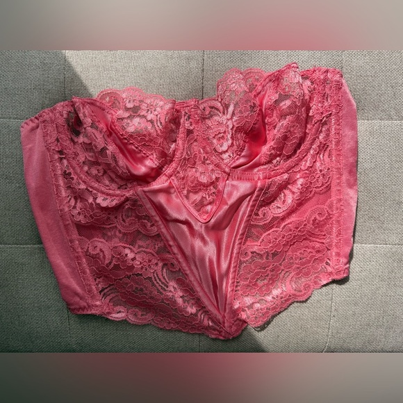 Vintage Christian Dior Pink Lace Lingerie Bustier Corset Size 36C - Picture 2 of 15
